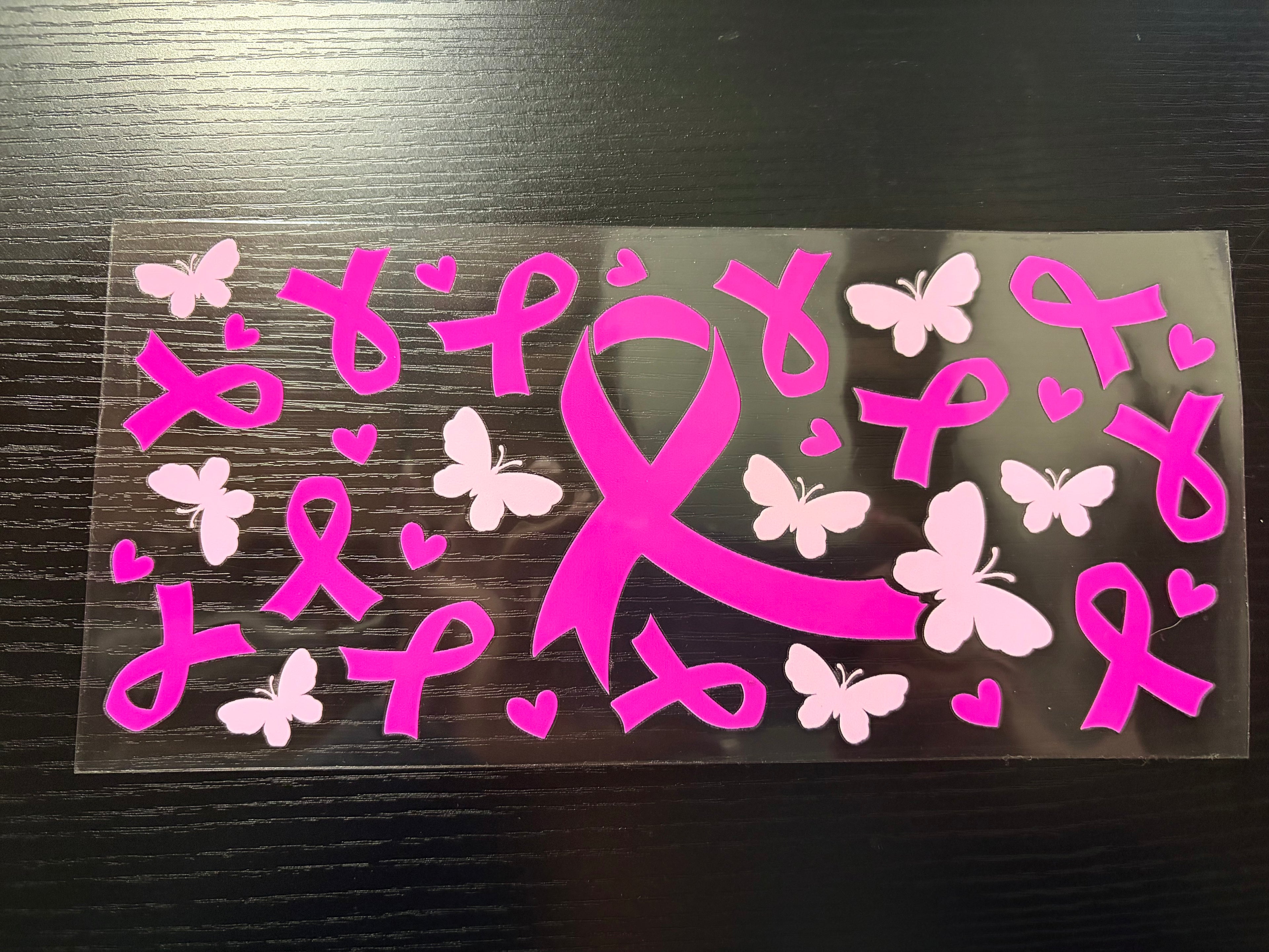 Breast cancer awareness ribbon light pink butterfly