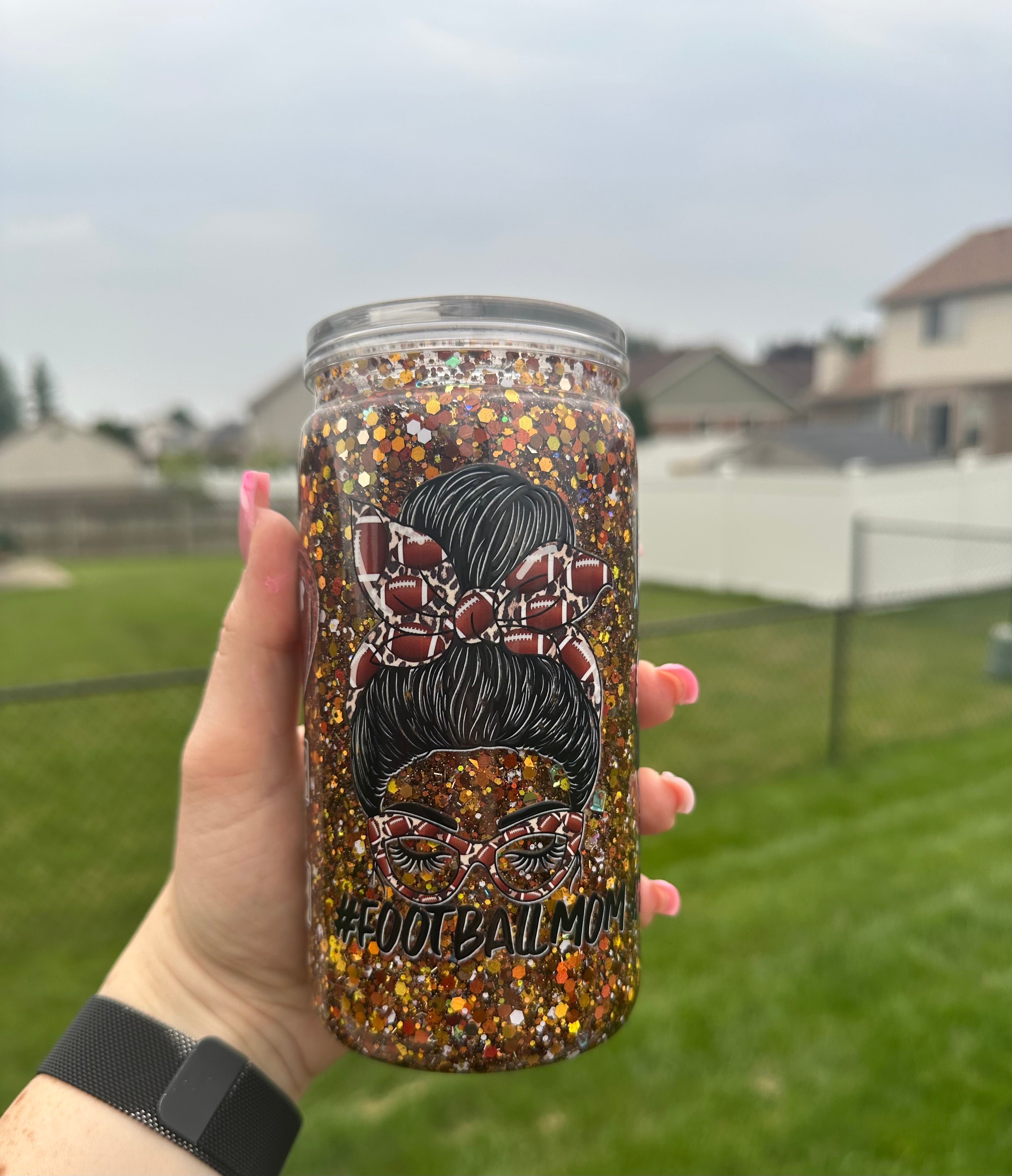 16oz tumbler FOOTBALL MAMA