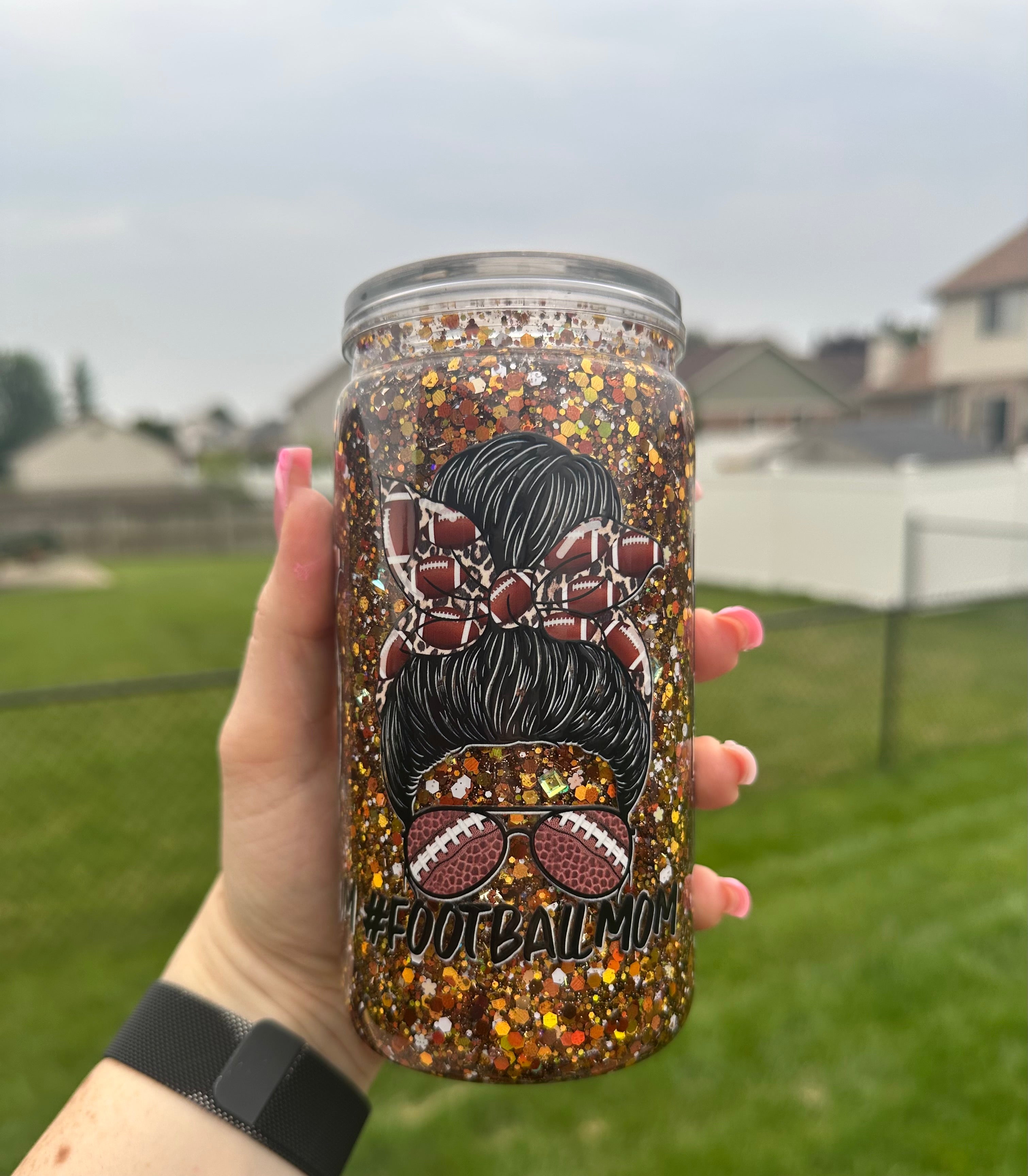 16oz tumbler FOOTBALL MAMA