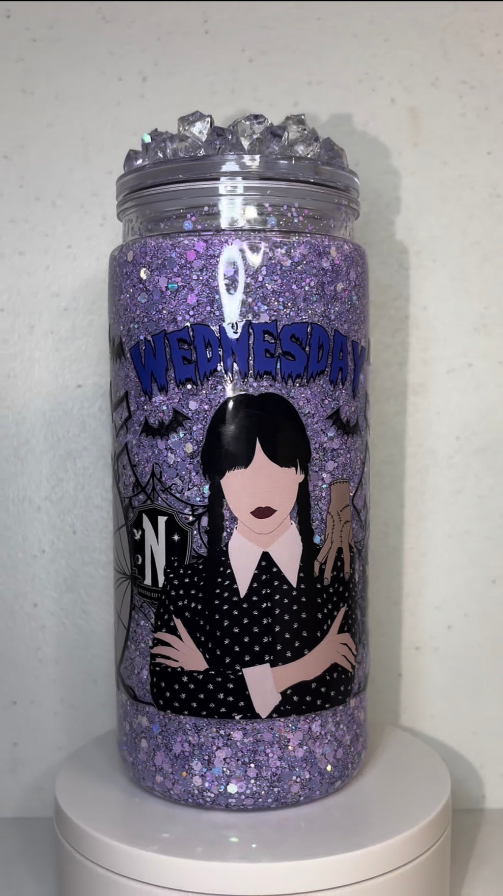 20oz acrylic Wednesday snowglobe tumbler