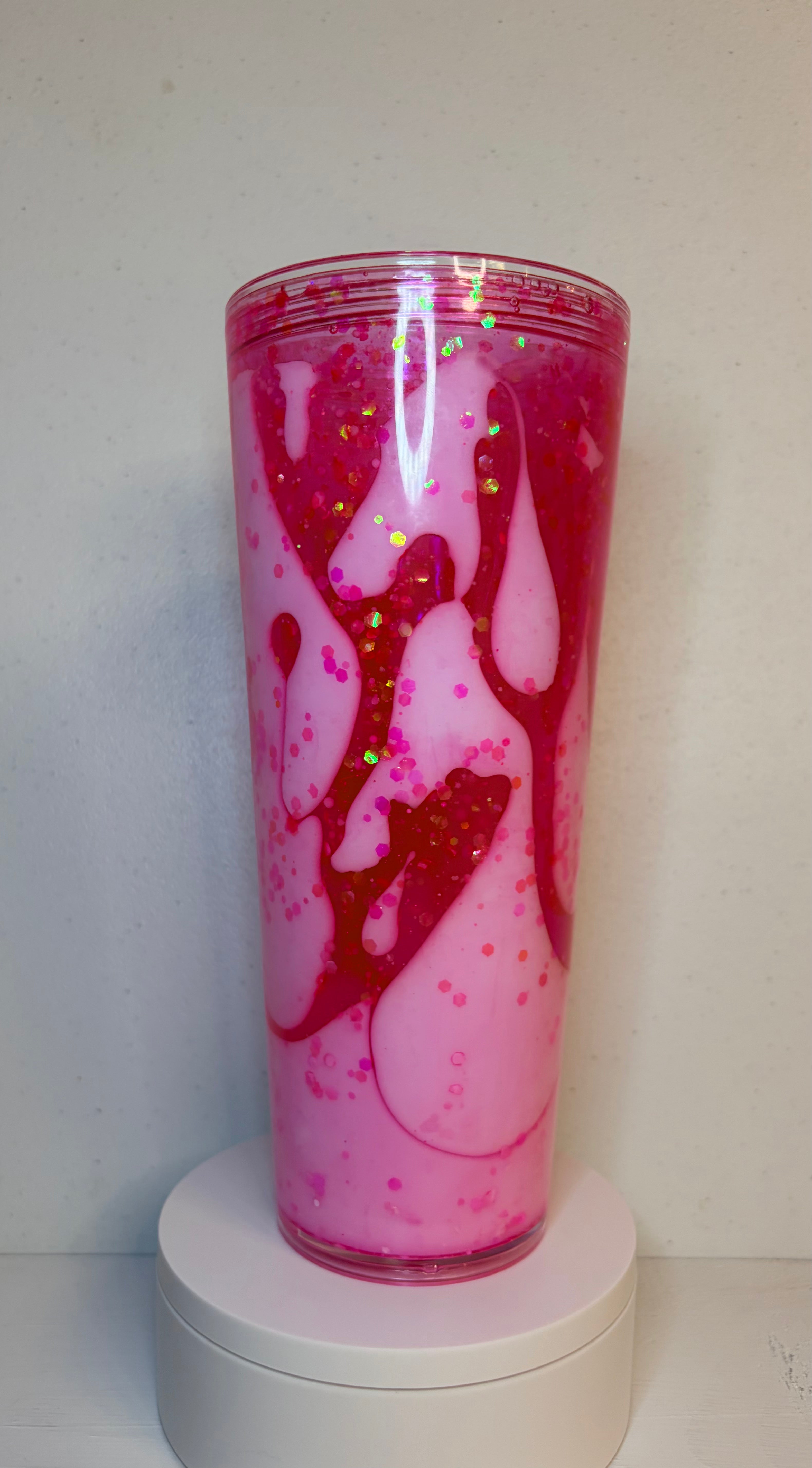 Pink dual lava drip 24oz tumbler