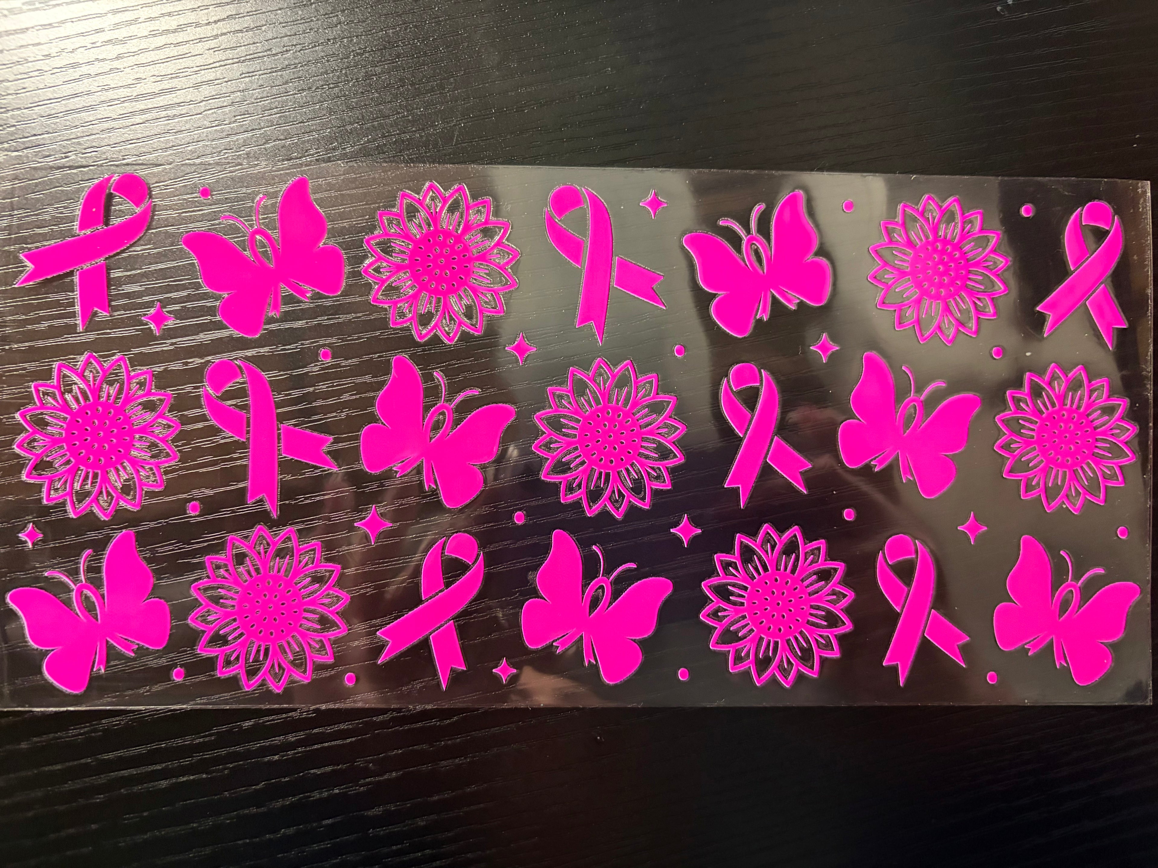 Breast cancer awareness hot pink butterfly and flower