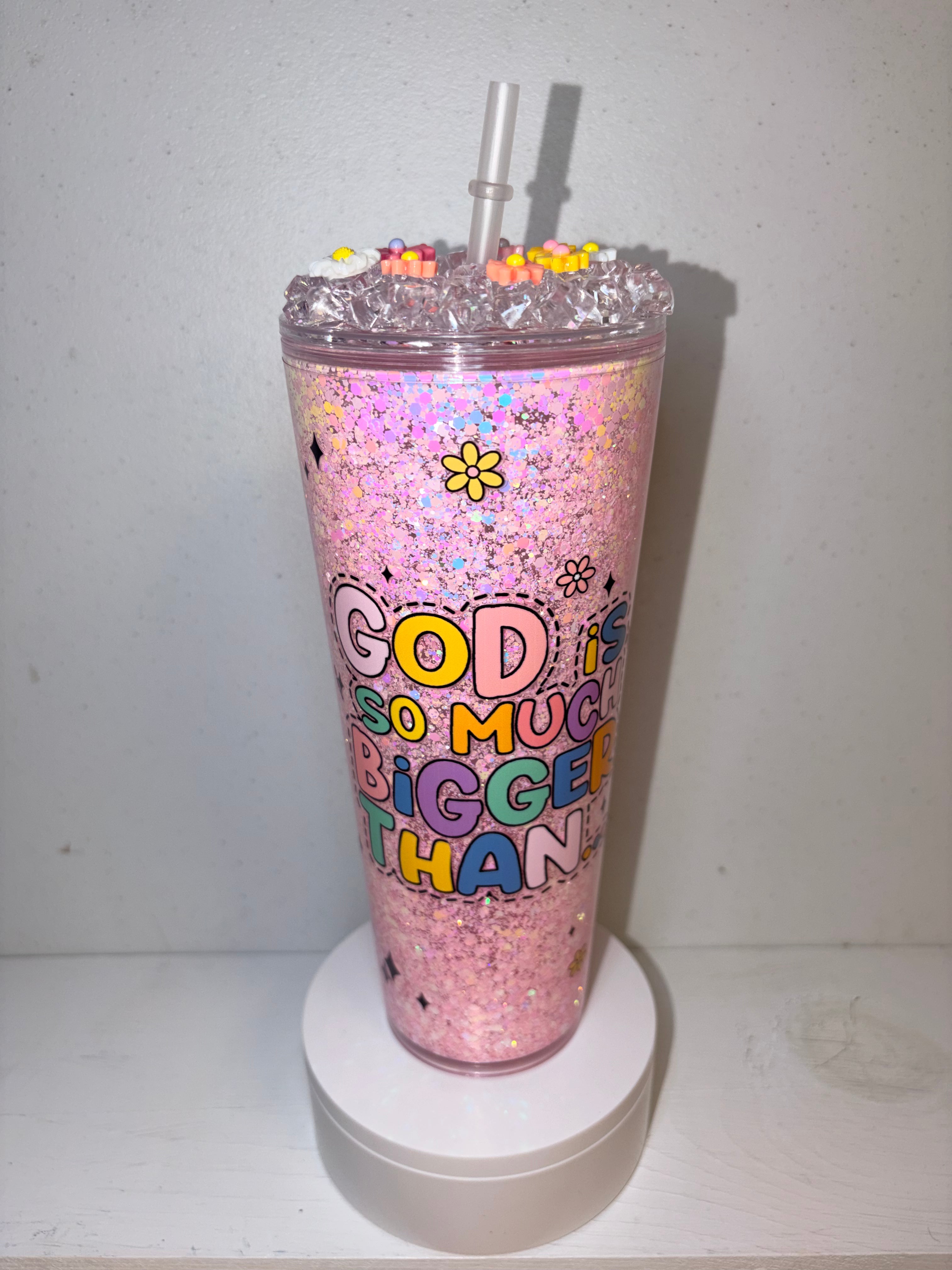 24oz acrylic snowglobe tumbler