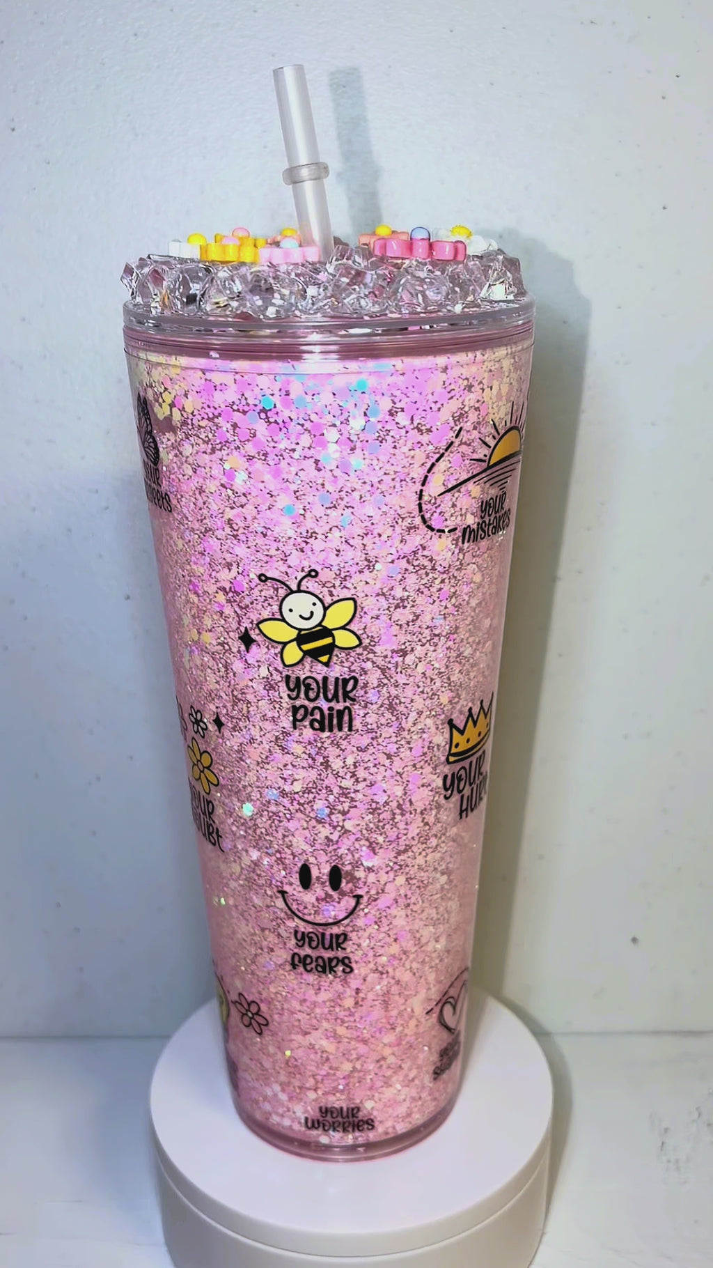 24oz acrylic snowglobe tumbler