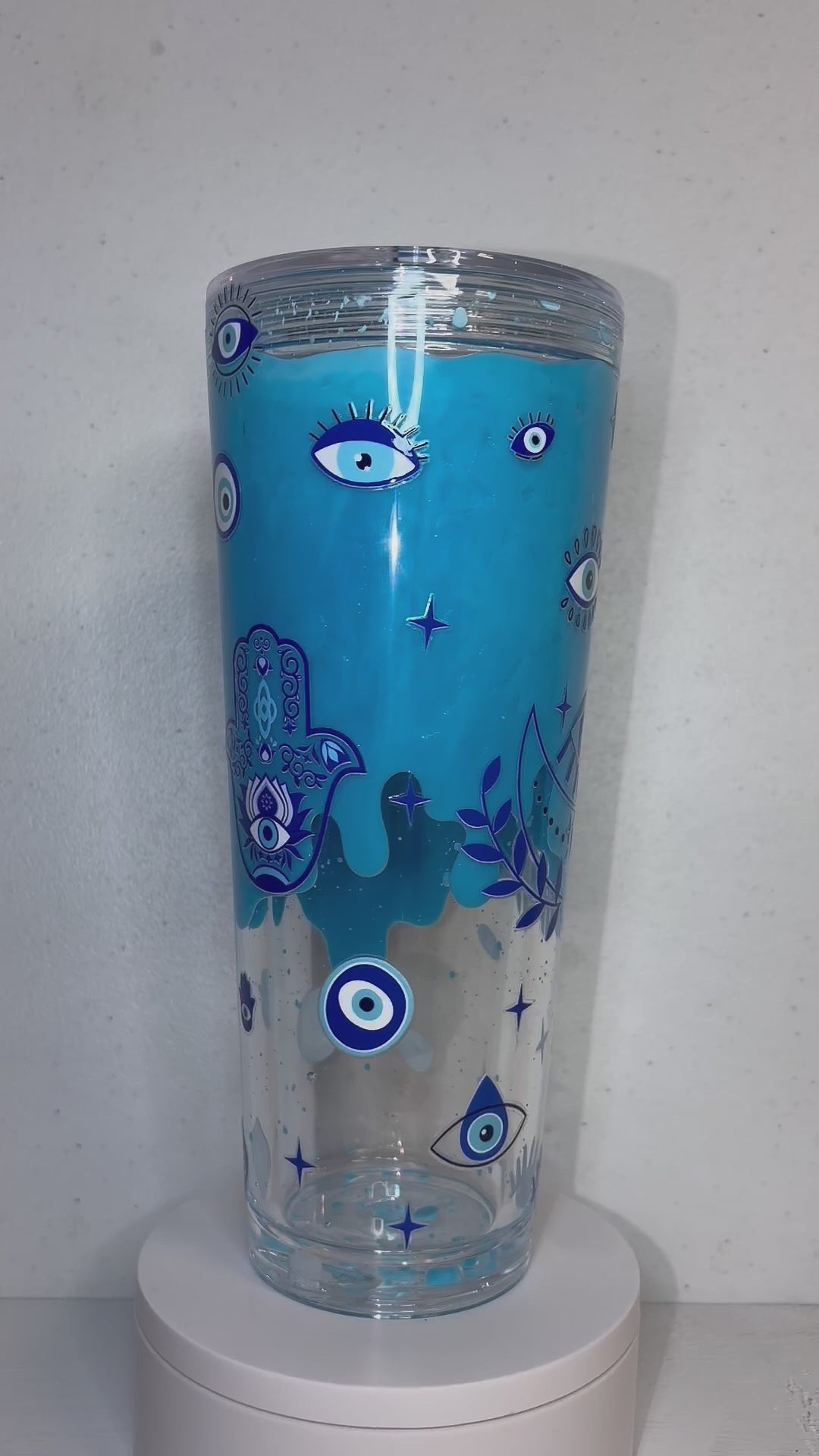 24oz acrylic lava drip tumbler blue evil eye