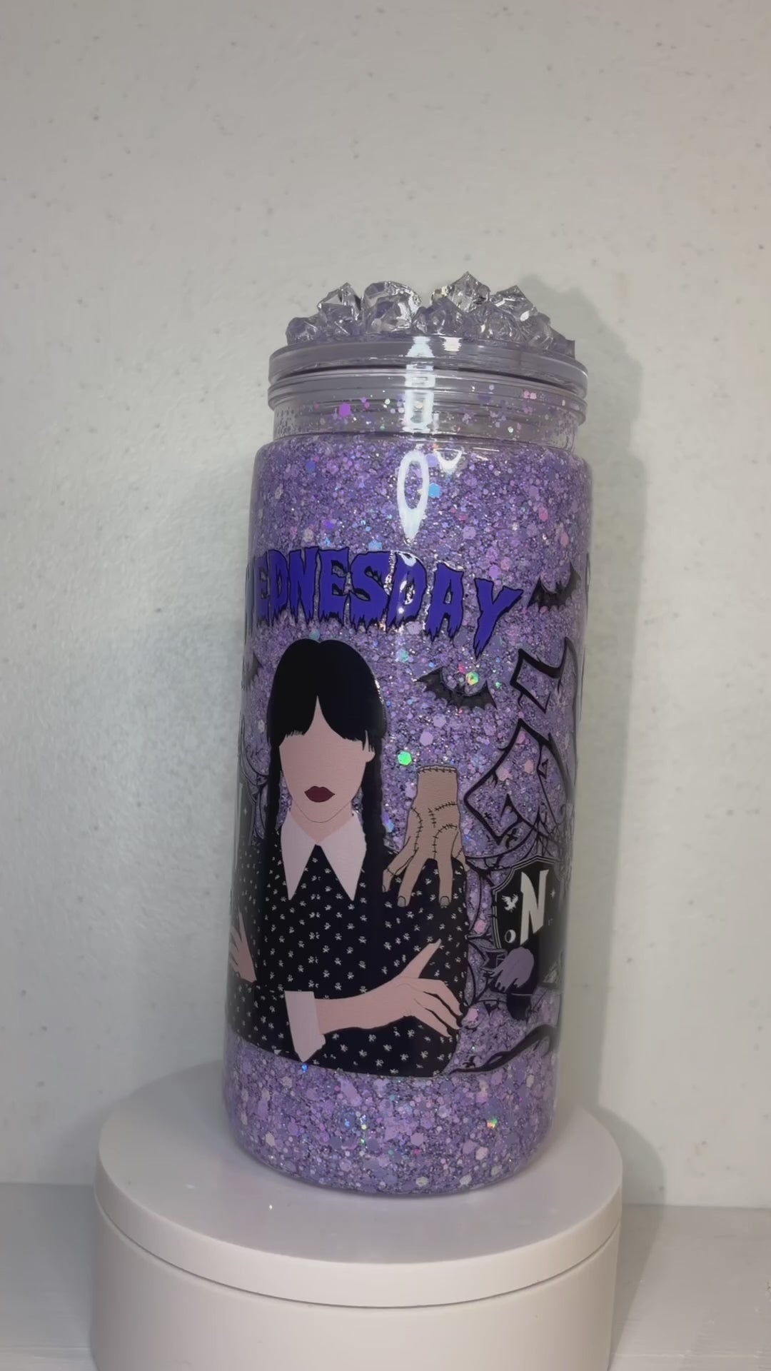 20oz acrylic Wednesday snowglobe tumbler